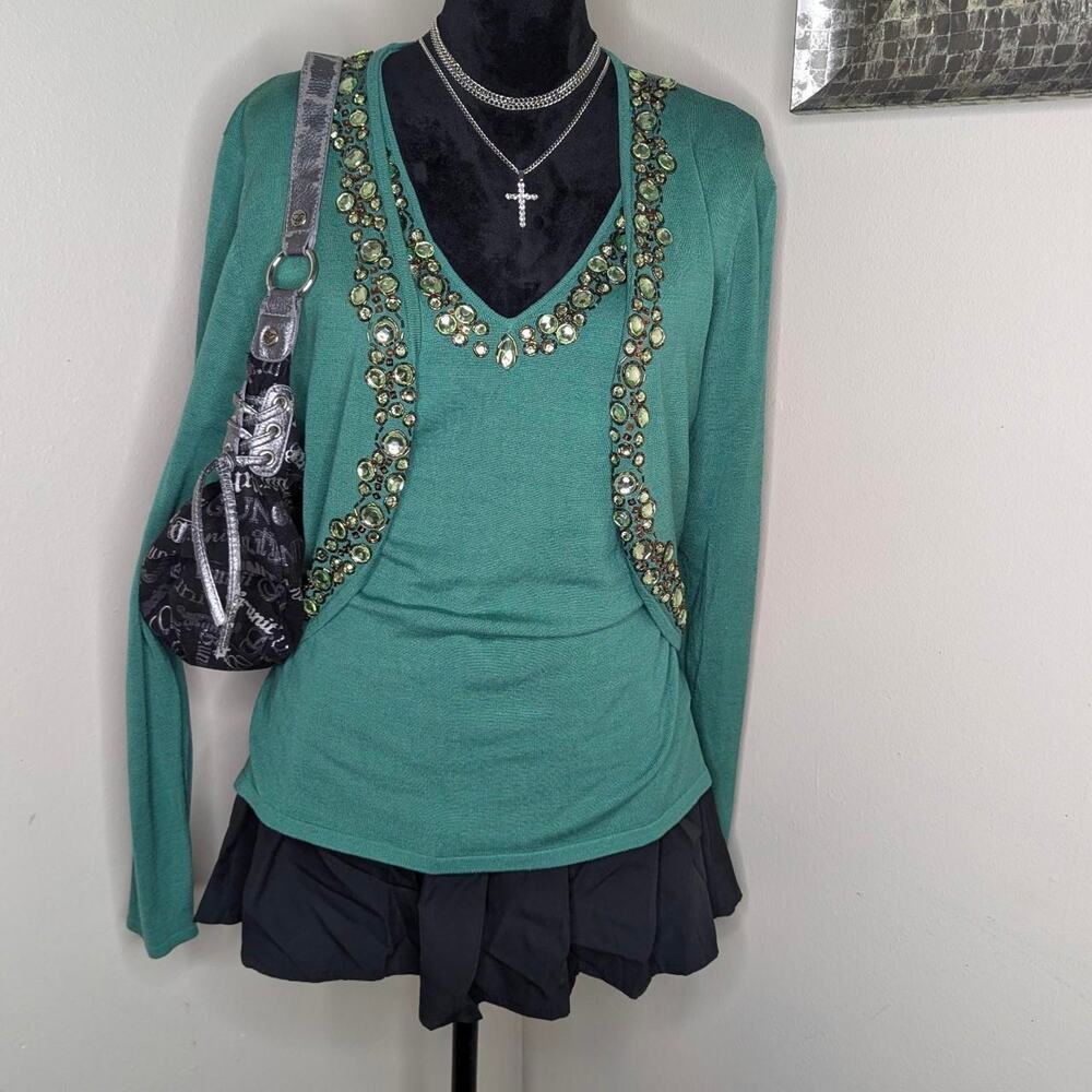 Green 2pc bohostyle long sleeve top XL